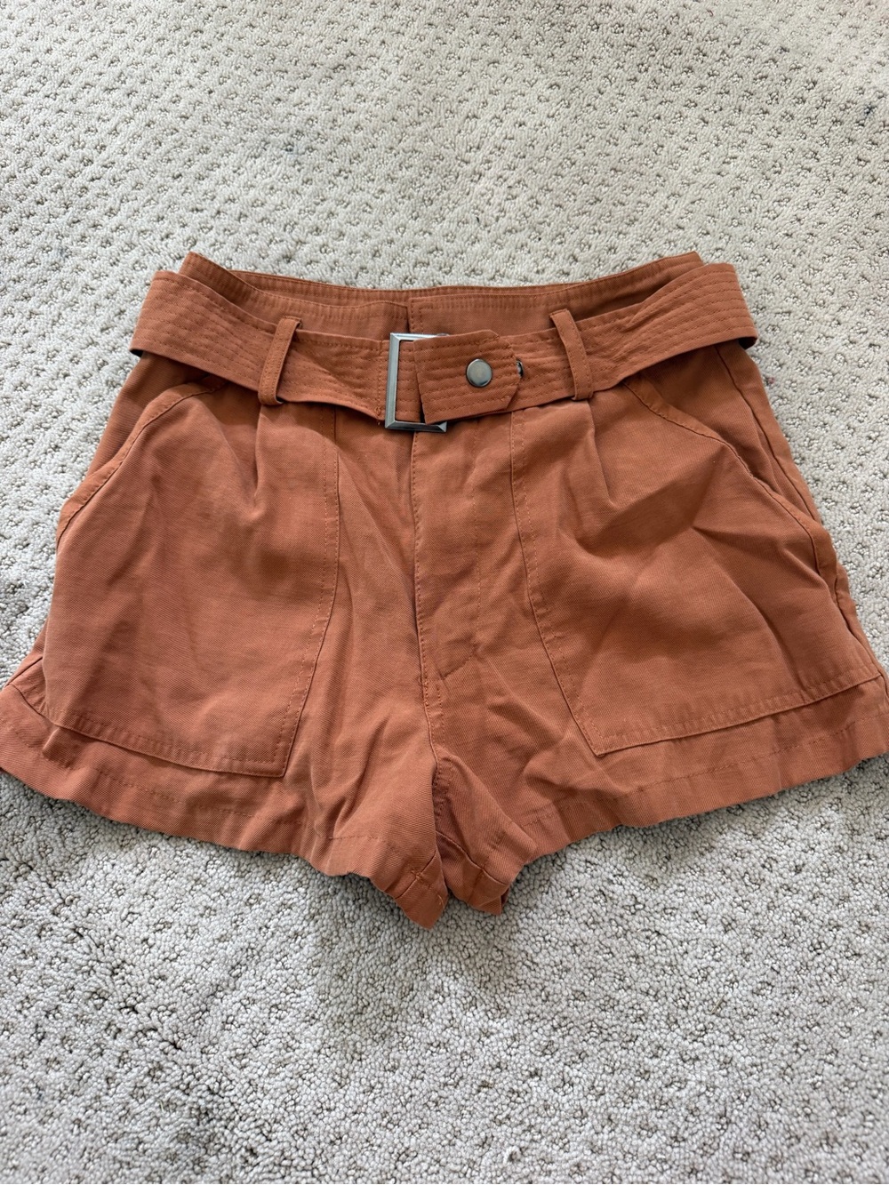 Forever 21 High-Waist Rust Orange Belted Women’s Shorts